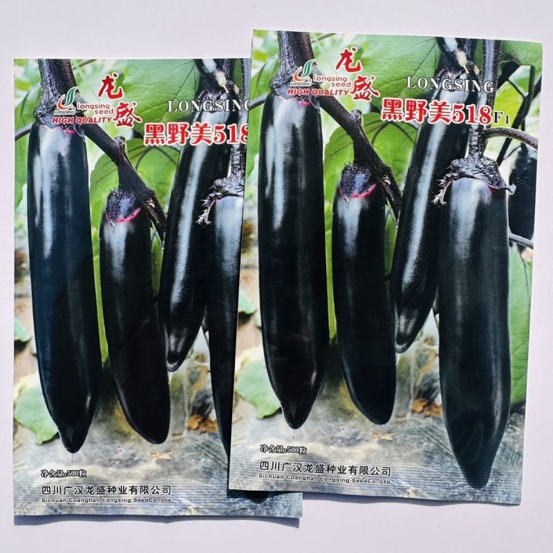 黑野美518油黑长条茄子种子果肉淡绿早熟顺直黑长茄种子春