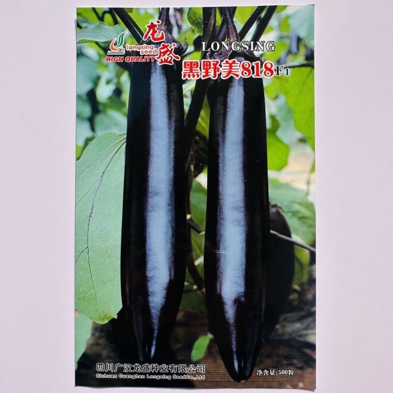 黑野美818油黑长茄子种子早熟春秋棒茄种子果肉淡绿棒型顺
