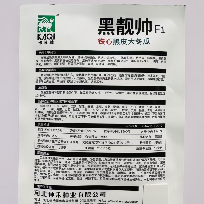 黑靓帅铁心黑皮大冬瓜种子广东黑皮冬瓜种籽特大肉厚高产
