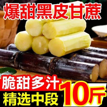 正宗广西黑皮甘蔗脆甜多汁现砍现发一件代发对接全网电商平台
