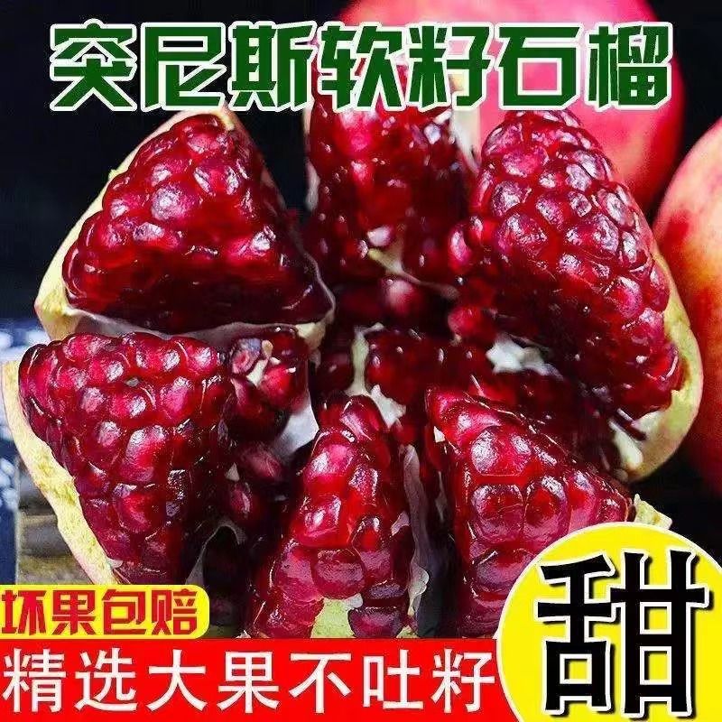 正宗突尼斯软籽甜石榴新鲜水果河南河阴大果整箱无籽时令应季