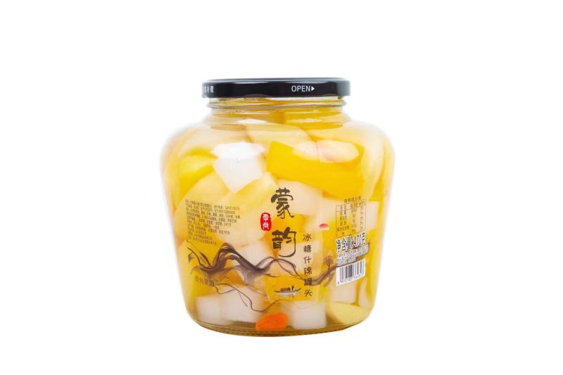 新鲜水果罐头，黄桃、雪梨、山楂、草莓、菠萝苹果等品类齐全
