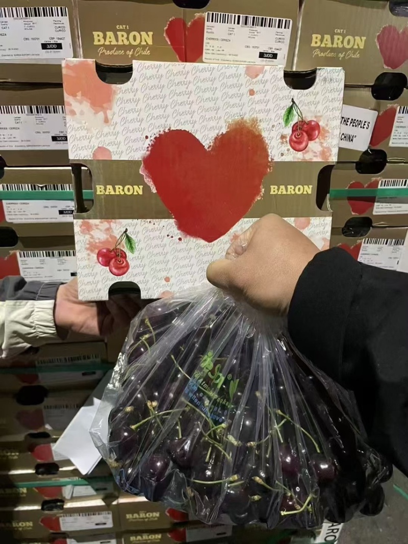 智利车厘子嘎嘎硬，枝头青绿，脆甜，品质保证