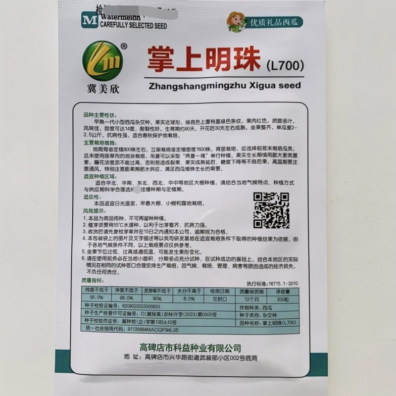 掌上明珠L700西瓜种子特甜礼品西瓜种子早熟小型西瓜种籽