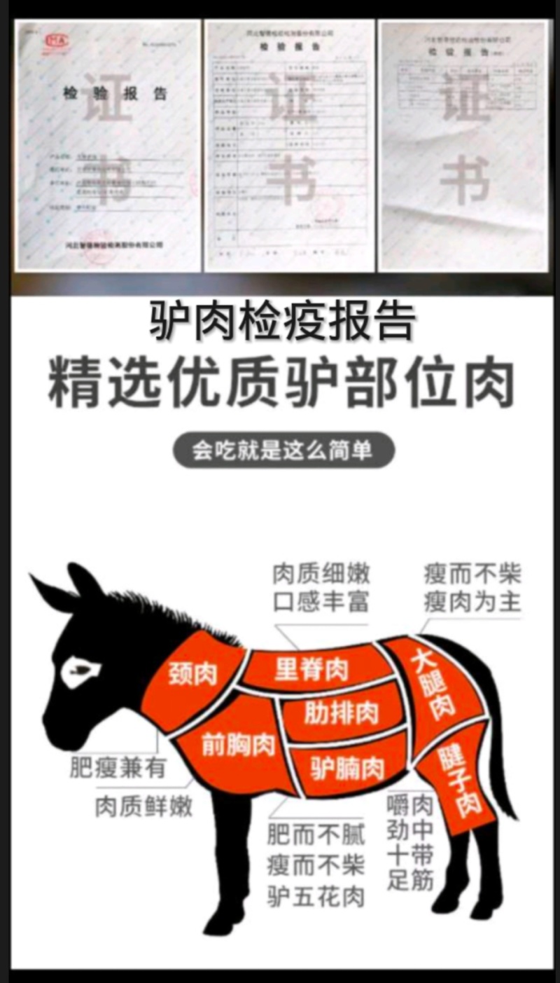 【军哥鲜驴肉】驴肉新鲜现杀河北农家散养带皮生驴肉