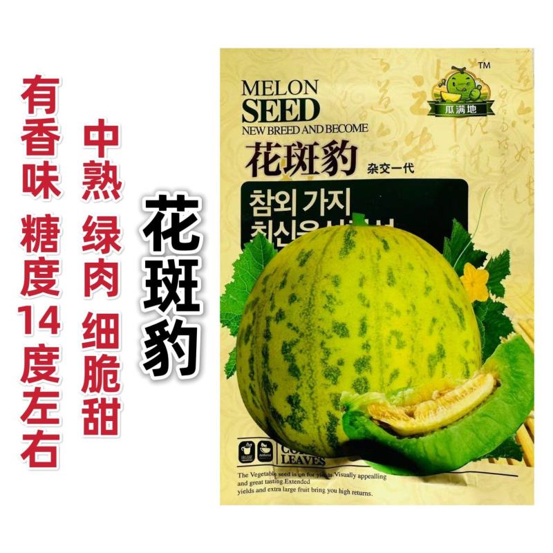 花斑豹甜瓜种子杂交花皮豹点甜瓜种子绿肉甜脆豹纹香瓜种子