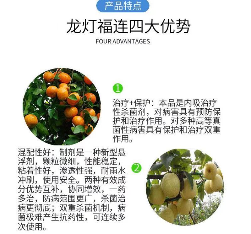 龙灯福连戊唑多菌灵轮纹病稻曲病小麦赤霉病炭疽病农药杀菌剂