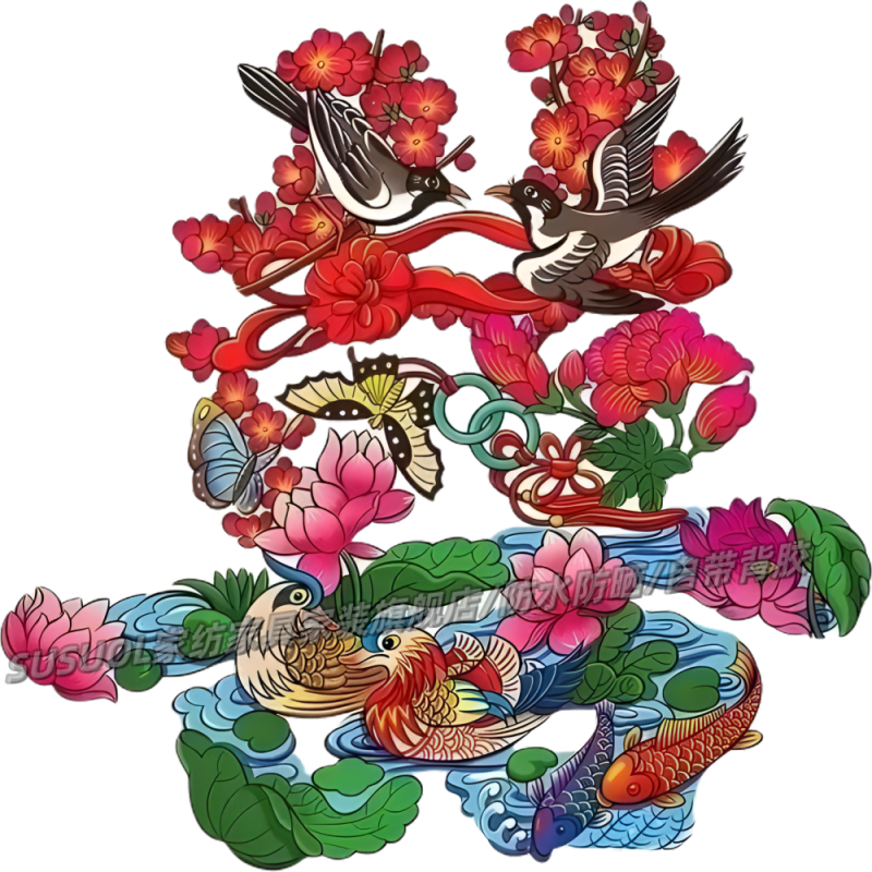 防水防晒中式吉祥寓意好运贴纸客厅玄关墙上门窗自贴