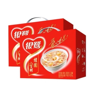 银鹭桂圆八宝粥280gx12罐整箱早餐免煮粥速食