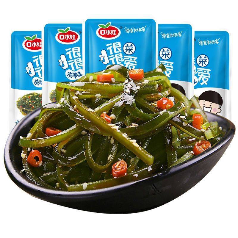 口水娃香卤海带丝10包香辣海白菜零食小吃下饭菜喝粥凉菜便