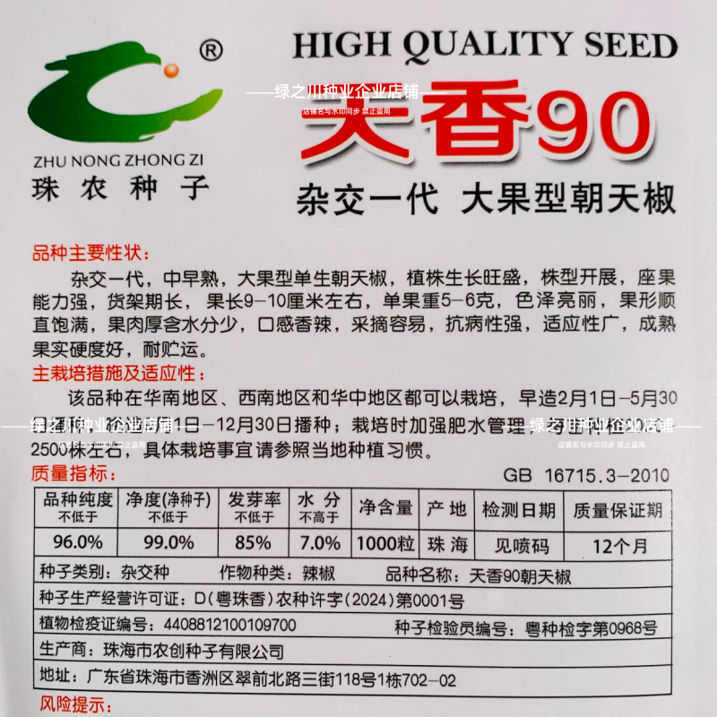 河南热销天香90朝天椒种子单生大果朝天椒