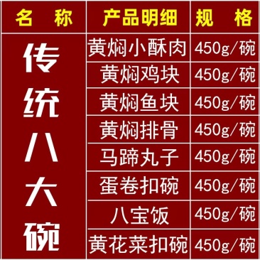八大碗餐饮商超团购电商代发大年爆品家家必备礼盒
