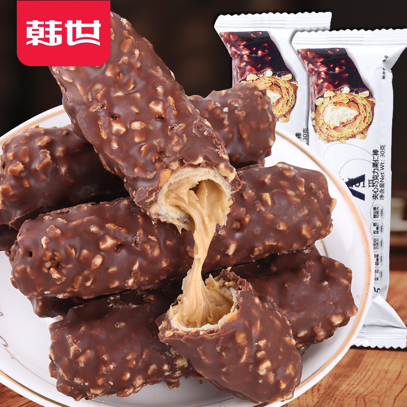 【实心-5层夹心】韩世花生夹心巧克力果仁棒720g年货糖