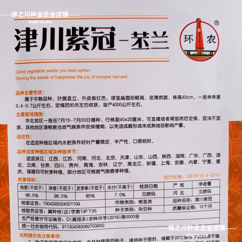 津川紫冠苤兰种子紫苤蓝种籽中熟扁圆皮薄质脆秋季紫红色苤蓝