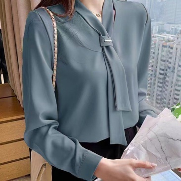 长纯袖色衬衫外套女2025春新季款上衬衣衣宽