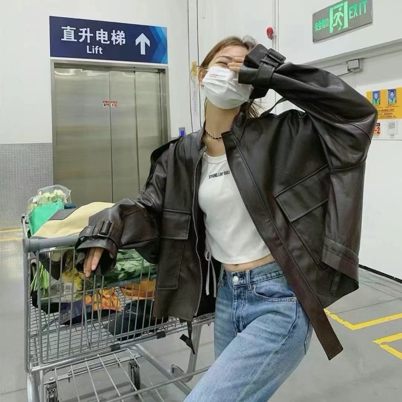 高级感皮衣外套港风女春秋2025年新款小个子短款pu皮机
