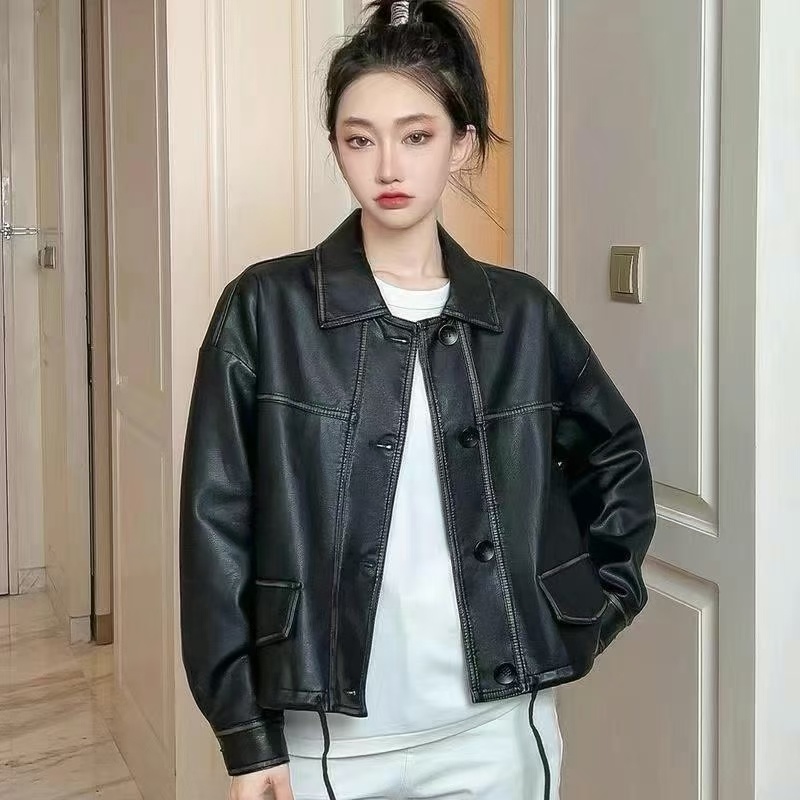 高级感皮衣外套港风女春秋2025年新款小个子短款pu皮机