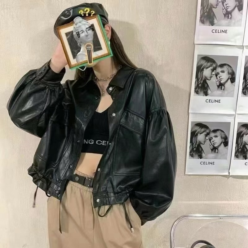 高级感皮衣外套港风女春秋2025年新款小个子短款pu皮机