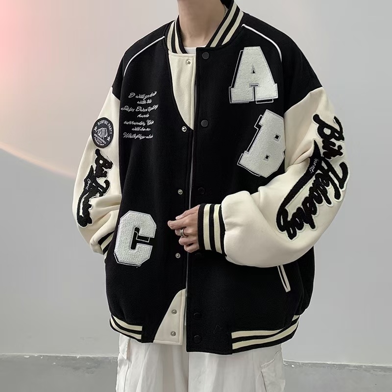 2025新外款套男春款秋款休闲棒球服格子夹克高级