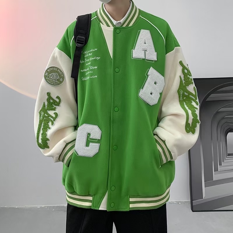2025新外款套男春款秋款休闲棒球服格子夹克高级