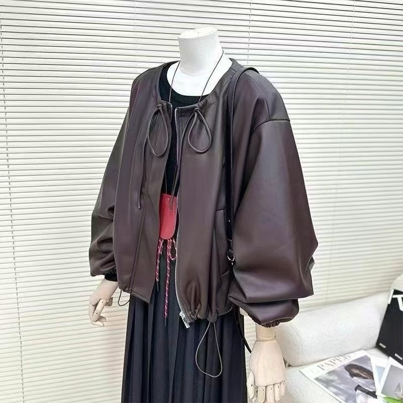高级感皮衣外套港风女春秋2025年新款小个子短款pu皮机