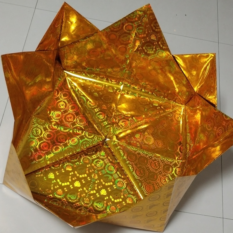吉福纸业镭射纸莲花盆装金条元宝
