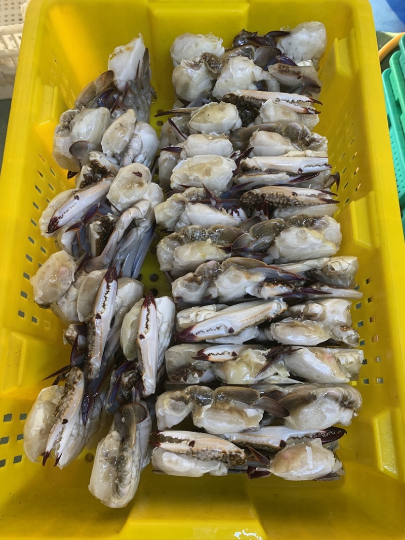 辽宁东港当地蟹出口标准梭子蟹切蟹蟹块