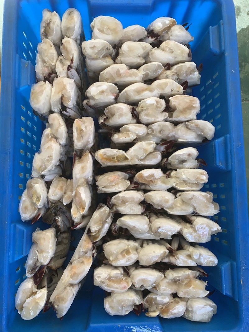 辽宁东港当地蟹出口标准梭子蟹切蟹蟹块