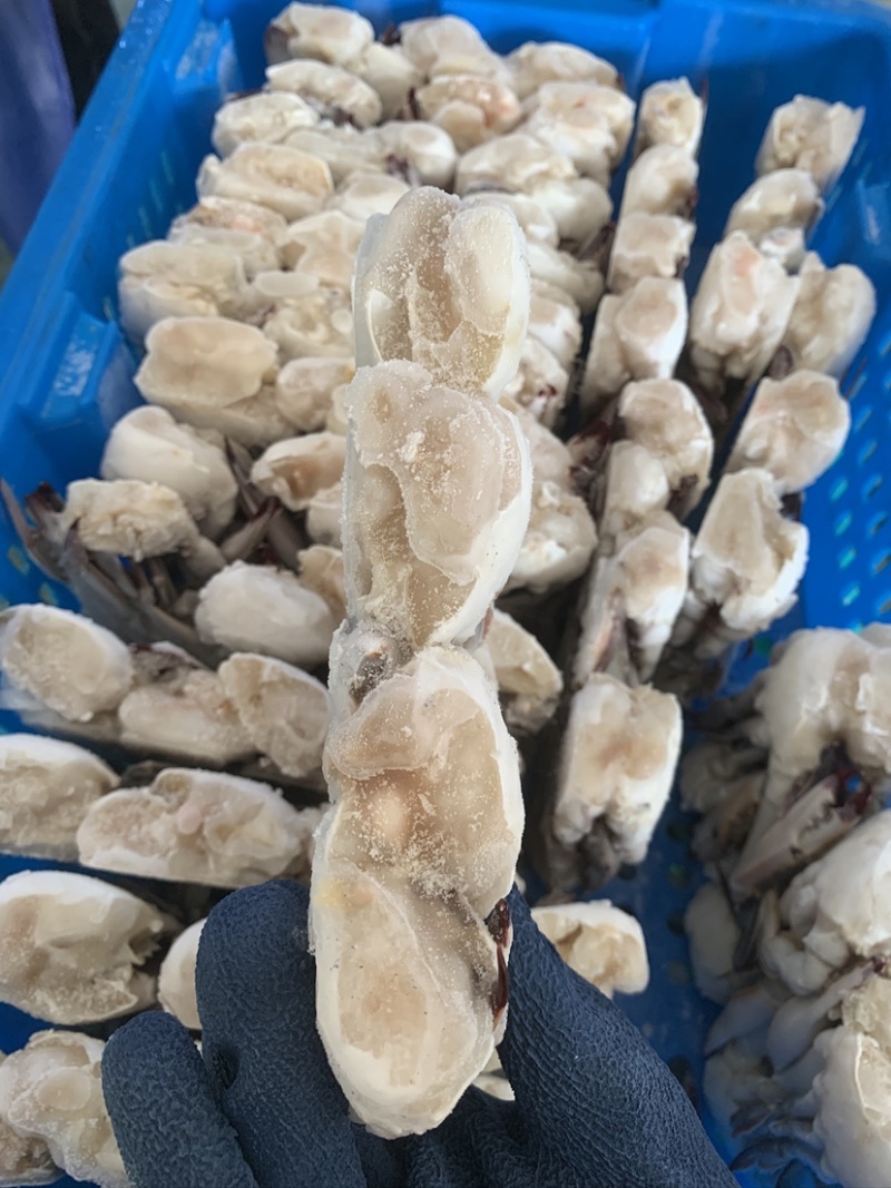 辽宁东港当地蟹出口标准梭子蟹切蟹蟹块