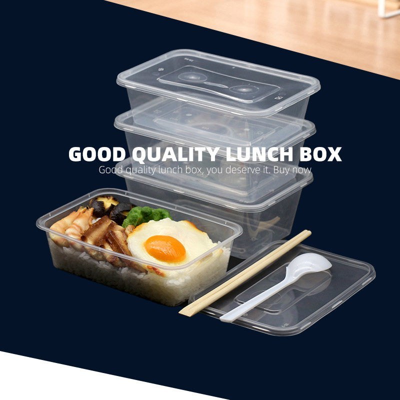 一次性长方形餐盒透明带盖加厚塑料黑色外卖快餐打包盒饭盒便