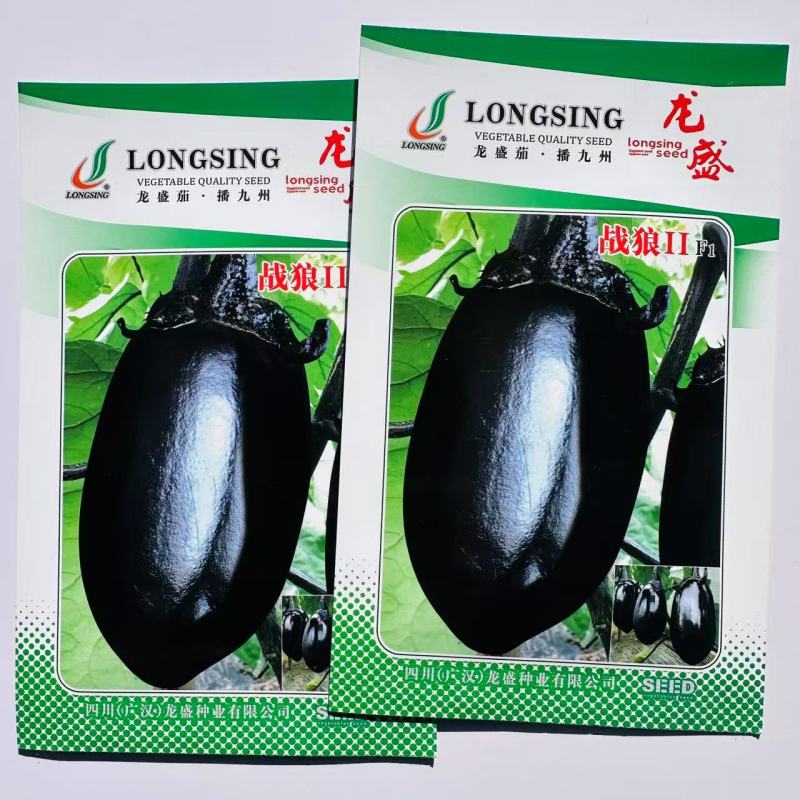龙盛战狼2号灯泡茄种子油黑亮丽牛心茄种子绿肉特大号黑茄子