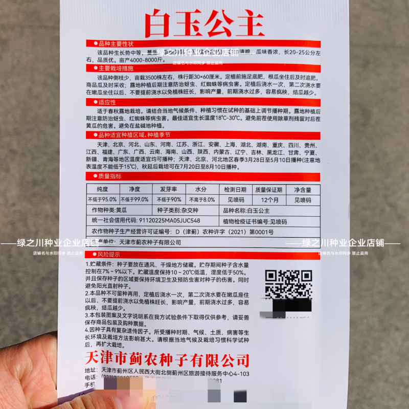 升级白叶三黄瓜种子白玉公主水果黄瓜种子清脆香甜奶油白黄瓜
