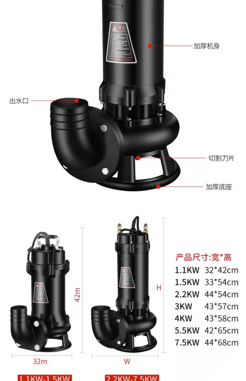 三滴水切割式污水泵380V家用沼气化粪池抽粪泥浆