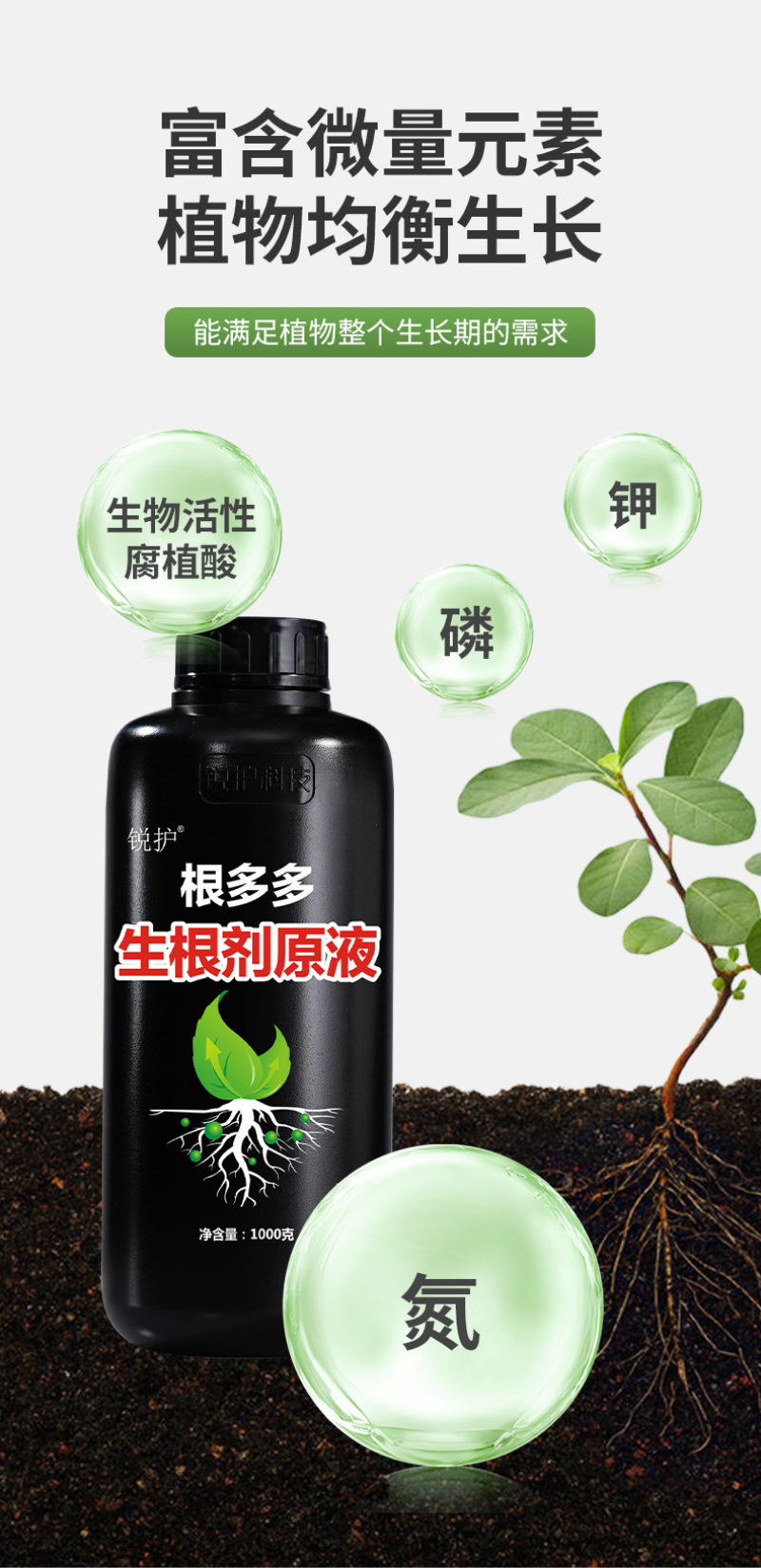 锐护生根剂原液移栽扦插育苗果树蔬菜植物通用生根剂微量元素