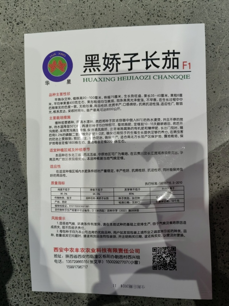 黑娇子长茄种子高产早熟杂交茄子种子10克华星