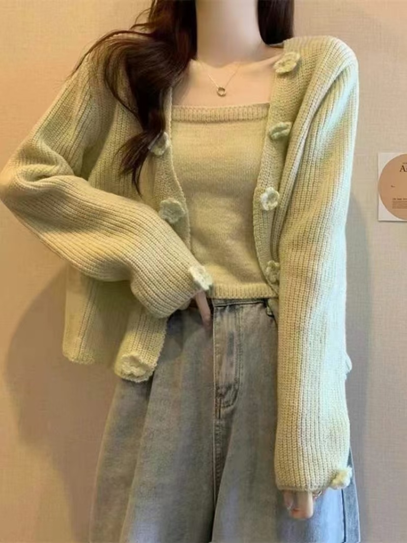 短款针织开衫女早秋2025新款穿搭粉色高级毛衣外套上衣吊