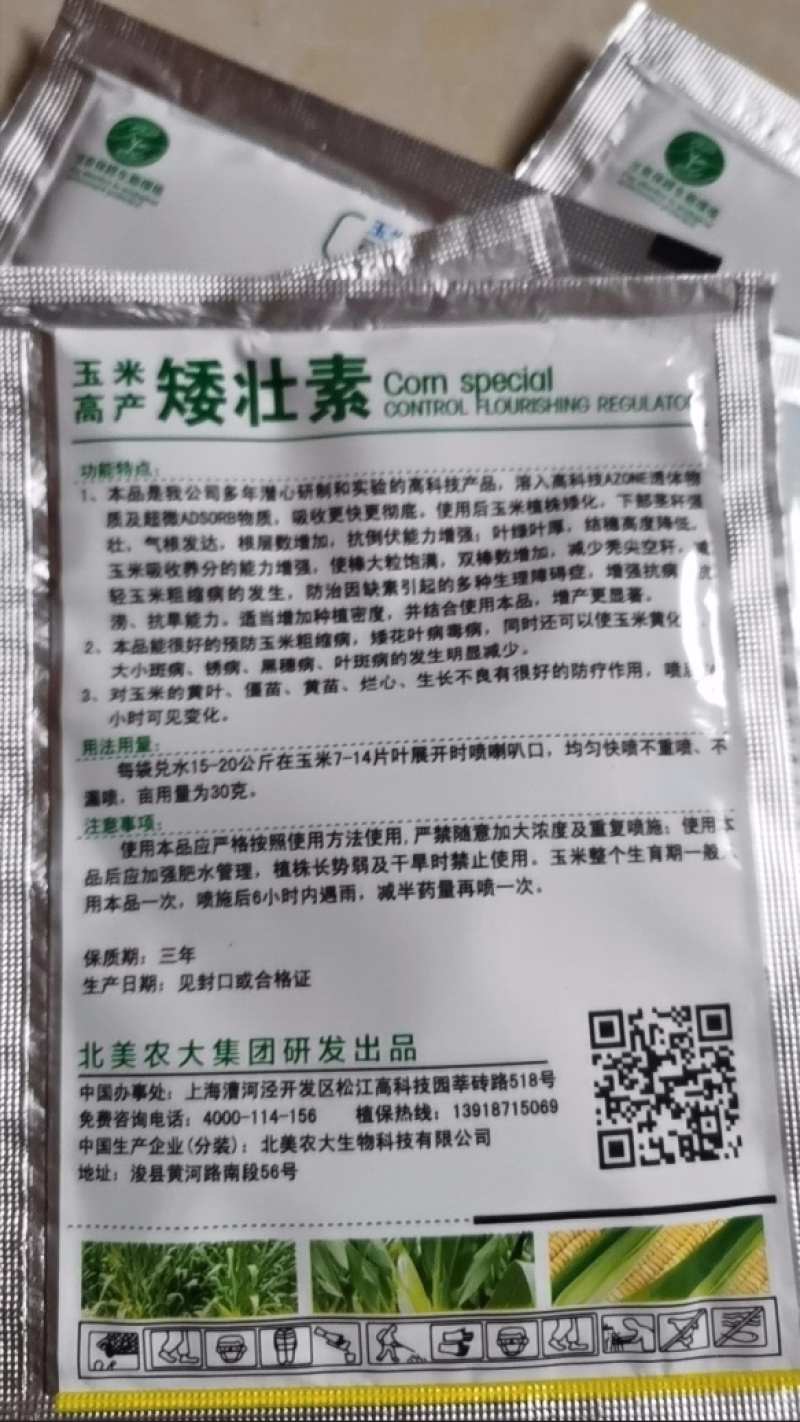 玉米矮壮素7-14片叶展开时喷喇叭口矮化植株