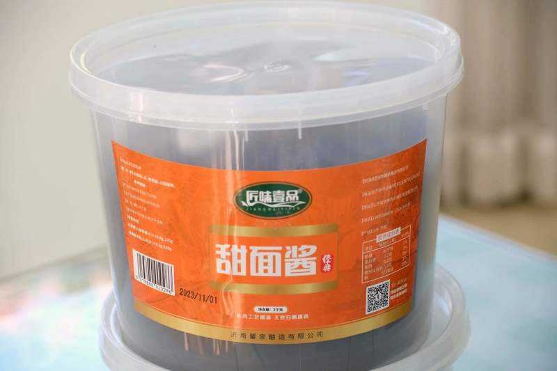 厂家直销3千克桶装甜面酱烤鸭蘸菜炒菜手抓饼煎饼