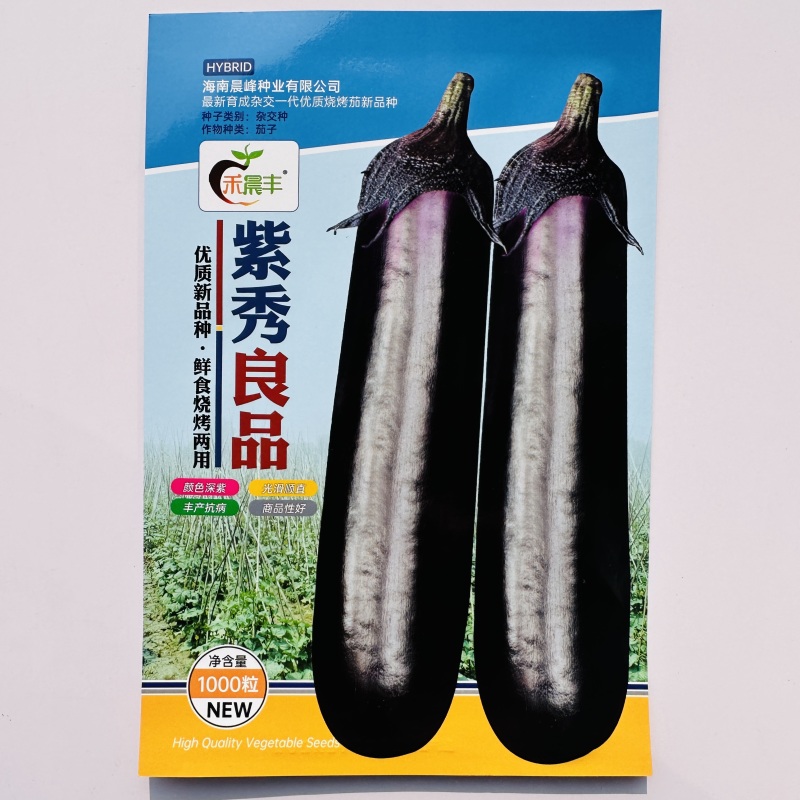 紫秀良品茄子种子烧烤茄种子高产深紫红广茄种子紫红长茄种子