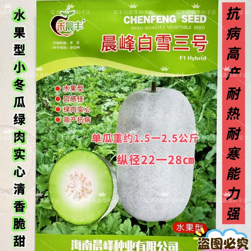 晨峰白雪三号冬瓜种子早熟水果型小冬瓜种子清香脆甜水果冬瓜