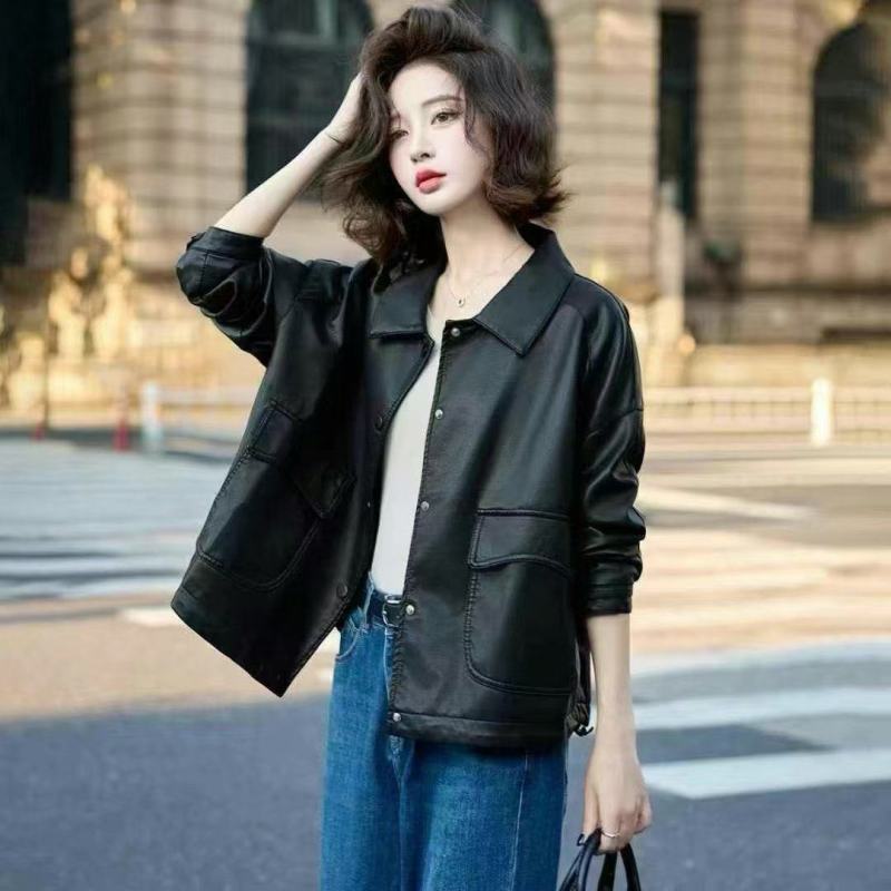 pu皮机车服外套春装2025新款复古时尚宽松短款酷酷的夹