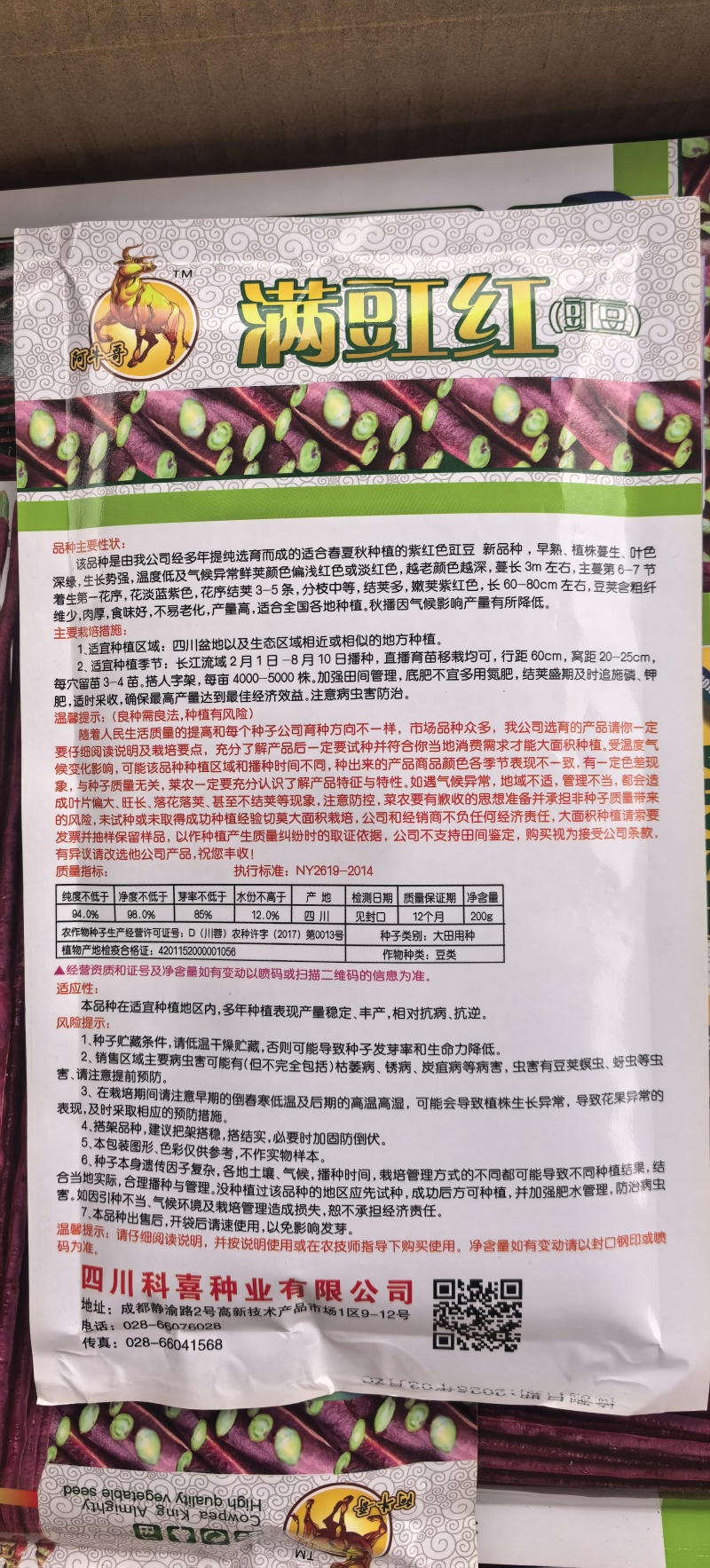 豇豆种子满豇红特色厚肉红豇豆荚条长且顺直