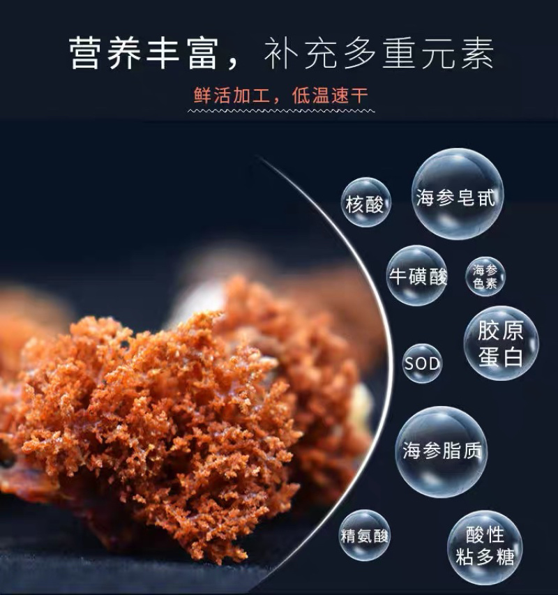 淡干海参花干货煲汤做菜高质量加拿大冰岛俄罗斯红极参花