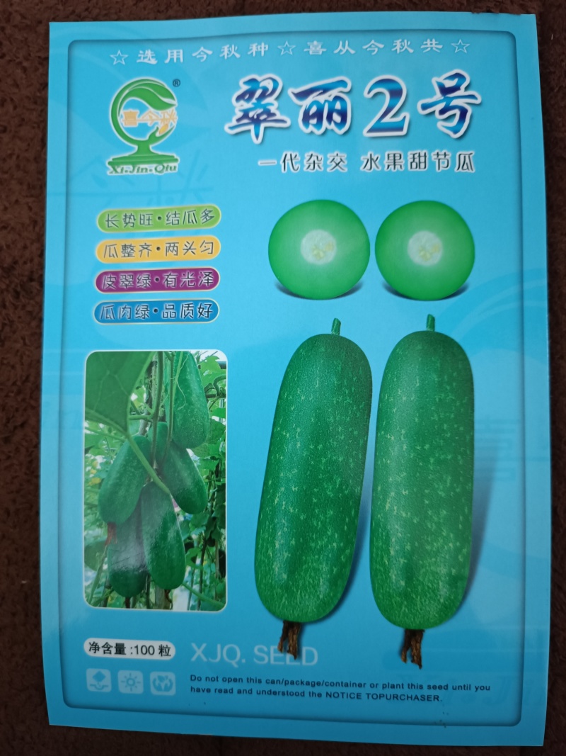 【翠丽2号】杂交一代早熟水果甜节瓜长圆筒型绿肉