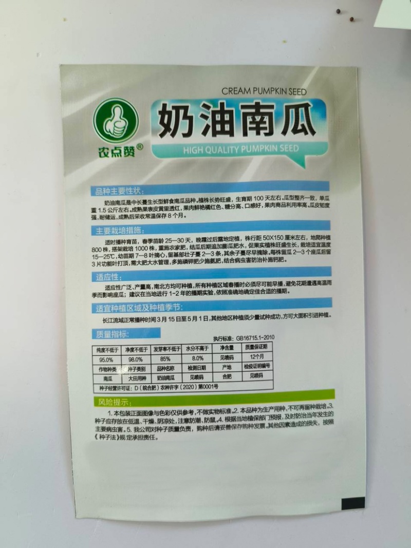 奶油南瓜种子-肉厚软糯香甜爽口生长旺盛糖度高