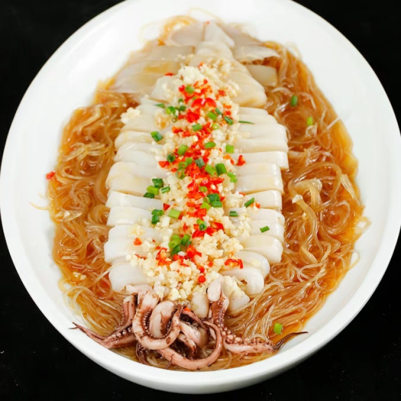 旭瀛蒜香粉丝鱿鱼整只免切清蒸铁板大鱿鱼粉丝饭店半