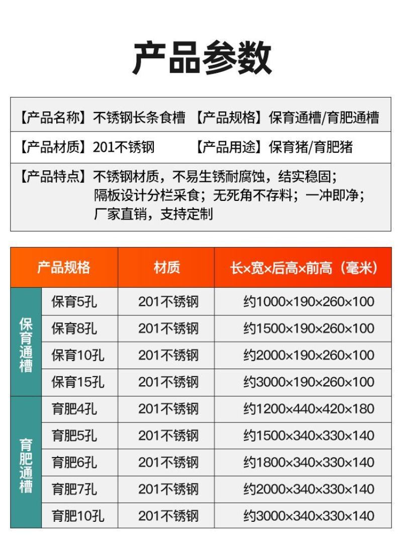 加厚不锈钢猪食槽保育小猪仔猪产床地面漏粪板双面料槽大猪水