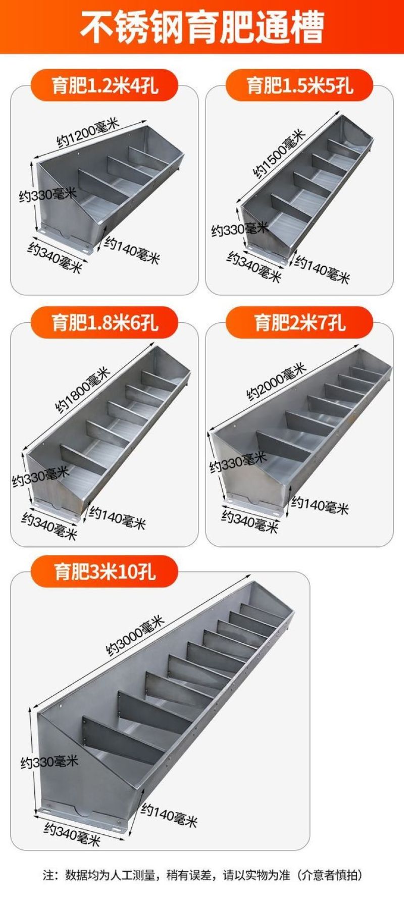 加厚不锈钢猪食槽保育小猪仔猪产床地面漏粪板双面料槽大猪水