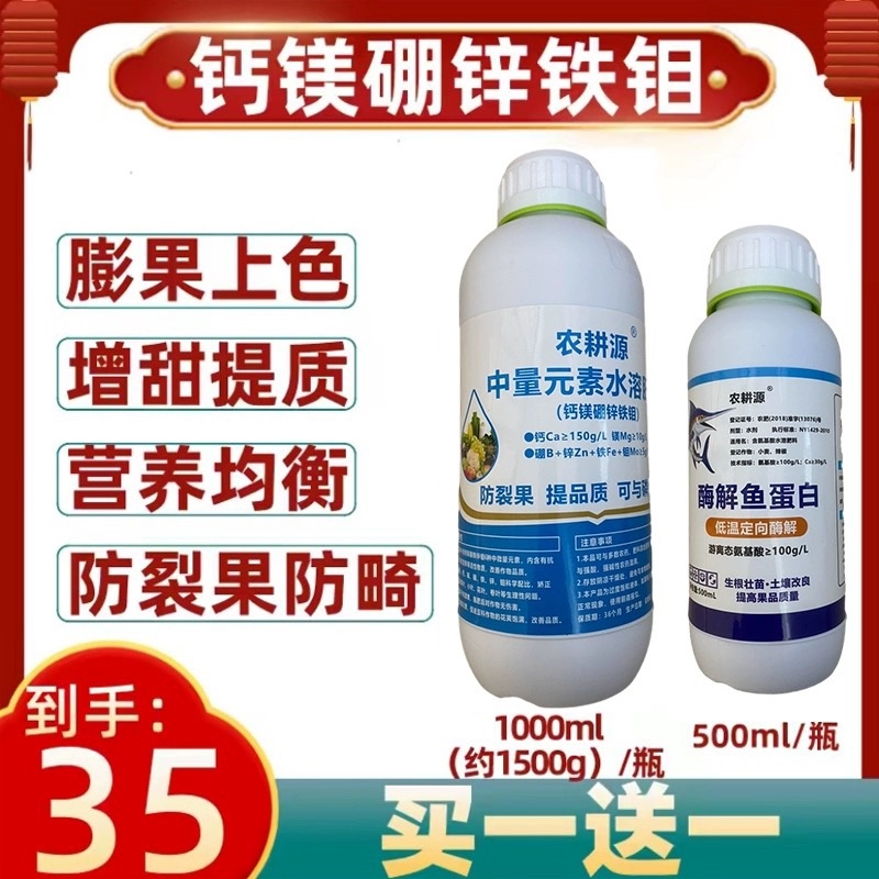 钙镁硼锌铁钼送鱼蛋白膨大果实提高口感品质减少裂果