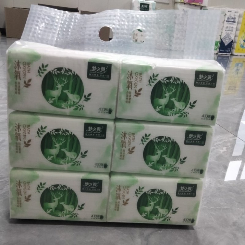 抽纸纸巾，410张，六连包。柔韧不掉屑，干湿两用